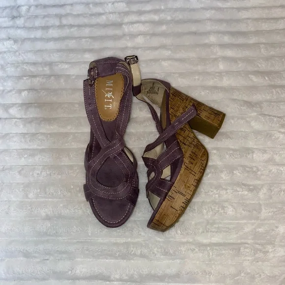 Mixit Purple Block Cork Heels | Size 8.5 - Picture 4 of 4